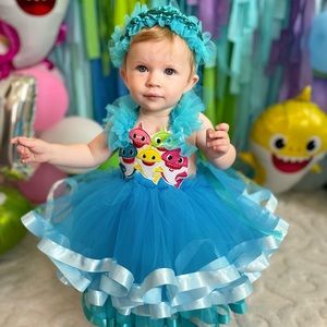 New York Couture Handmade Toddler Girls BABY Girl BABY SHARK Tutu Party Dress